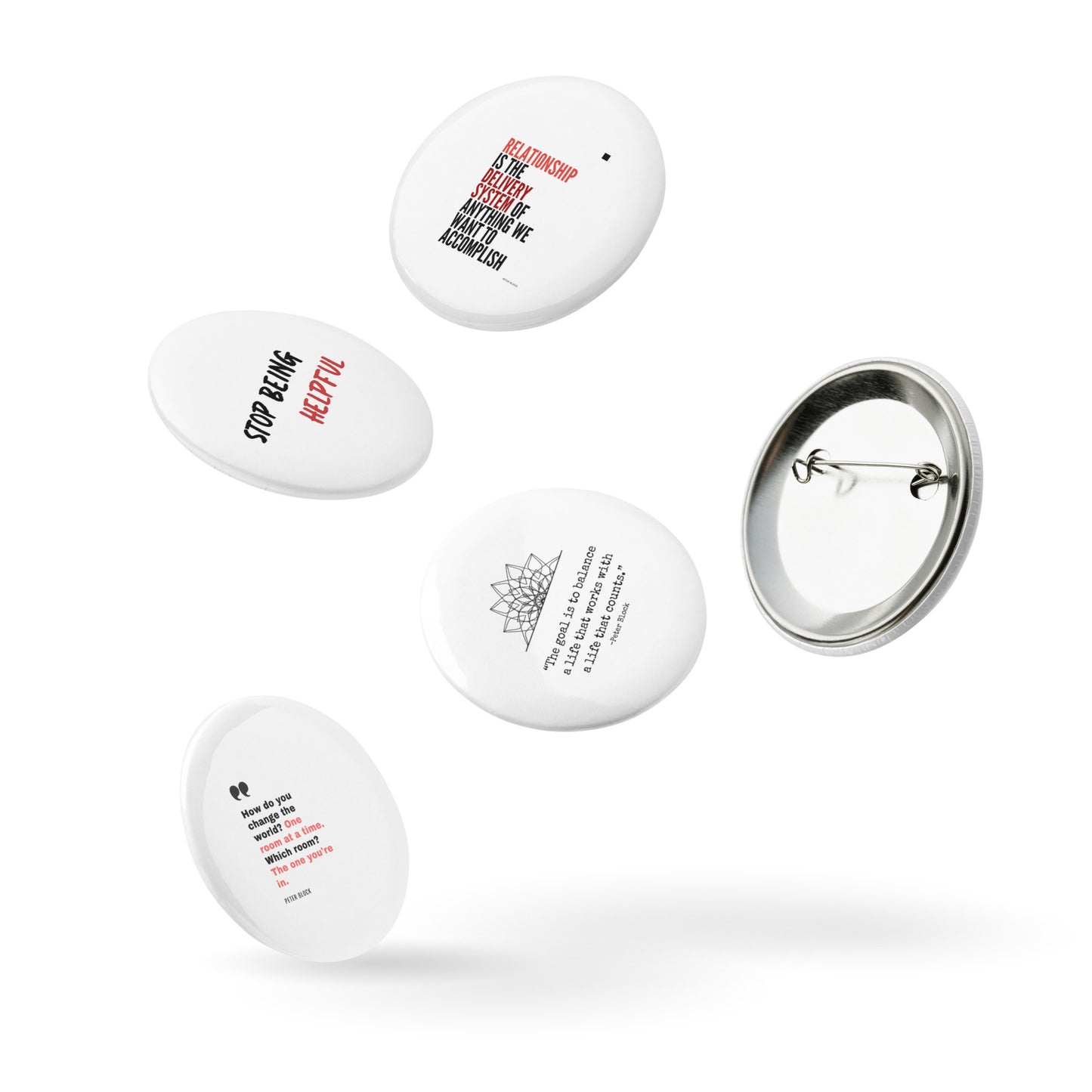 Set of pin buttons